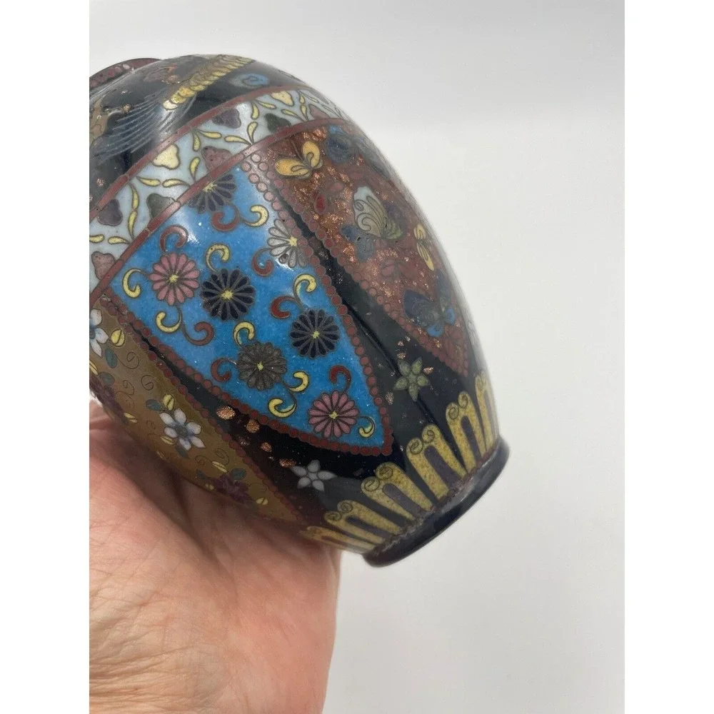 Cloisonne Vase Jar with‎ Lid Dragon Floral Asian Decor Decorative Accent 6